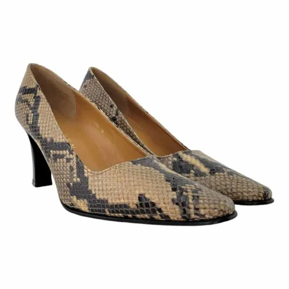 Lauren Ralph Lauren Snake Embossed Leather Pumps Women's Sz 7b - Picture 11 of 11